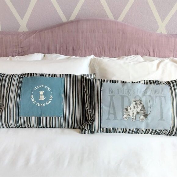 I Love You More Than Bacon 16 x 26 Bolster Dog Lover Striped NEW Throw Pillow - Picture 11 of 11